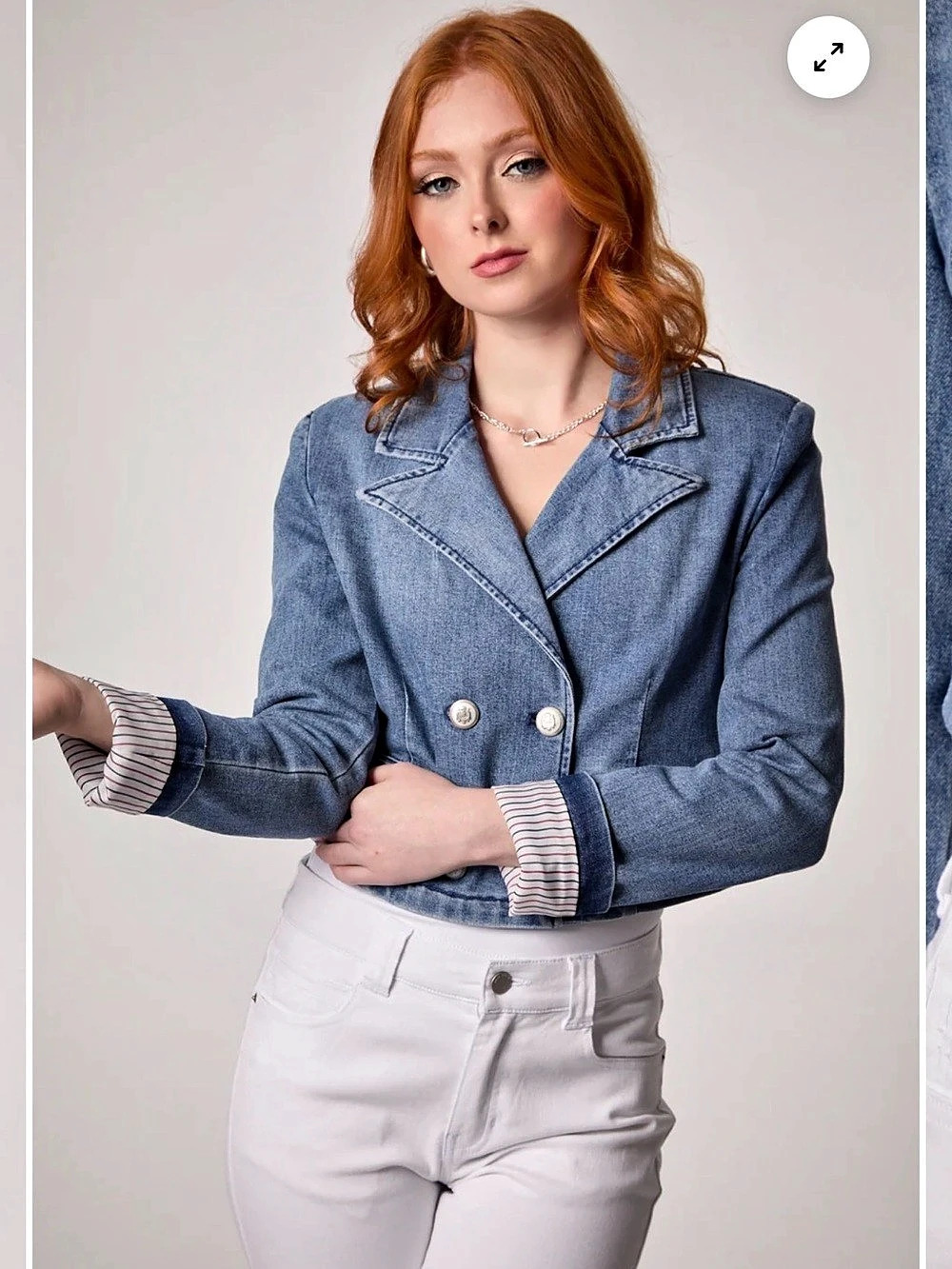 Blue Revival Double Breasted Crop Denim Jacket